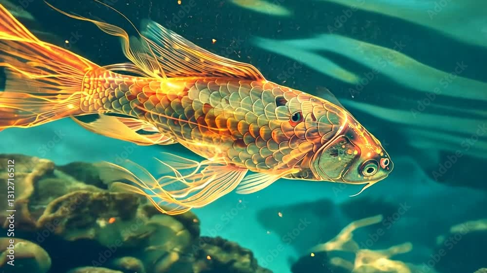 Leuchtender Fisch schwimmt im Wasser