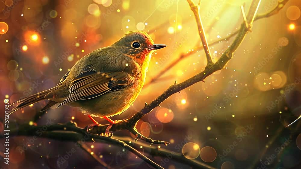 Vogel auf goldenem Ast