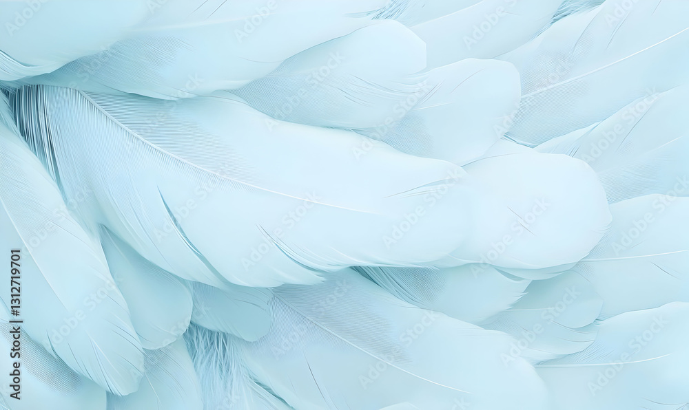 Naklejka premium Soft Blue Feathers Layered for a Tranquil Aesthetic Background