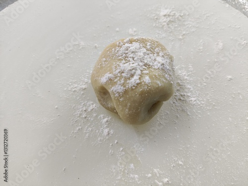 rolling pin on flour