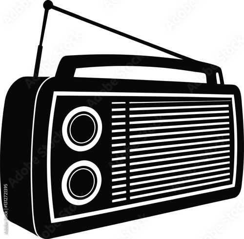 retro radio silhouette isolated on white background