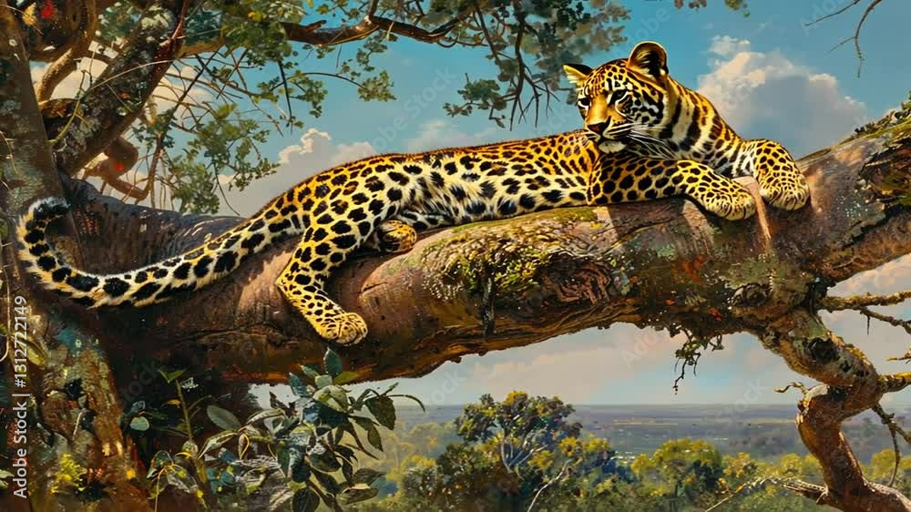 Leopard ruht auf einem Baum