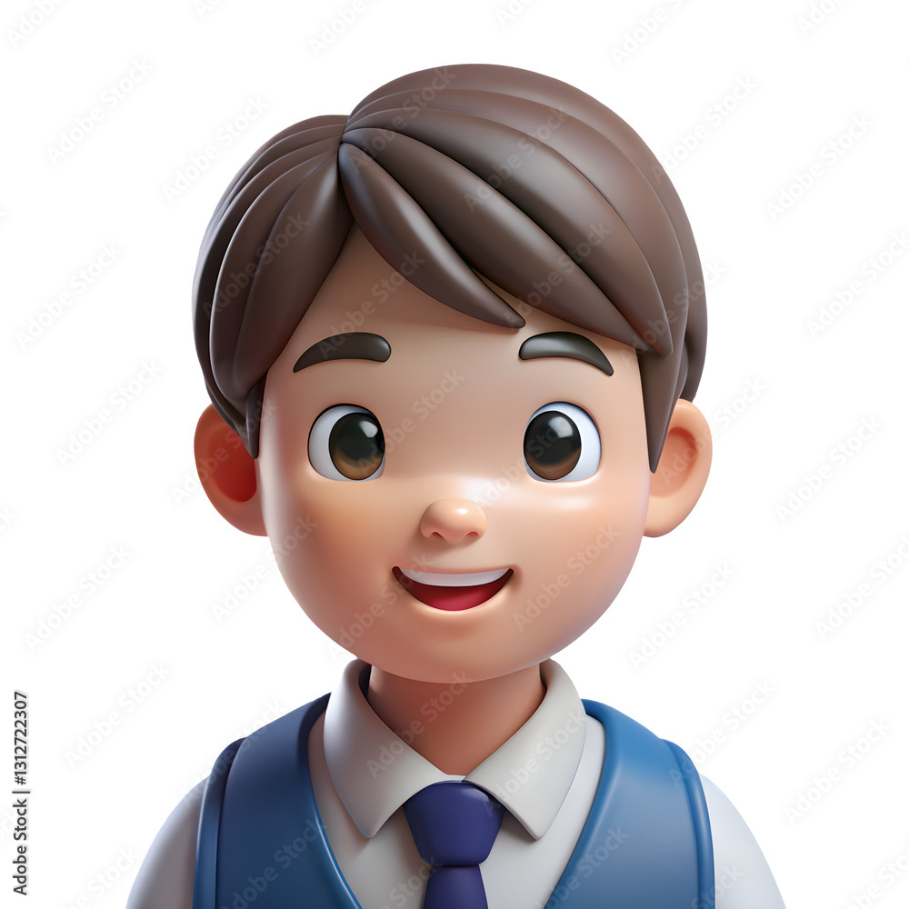 Smart 3D Cartoon School Boy in Uniform – Cheerful and Confident Character Smart 3D Cartoon School Boy in Uniform – Cheerful and Confident Character