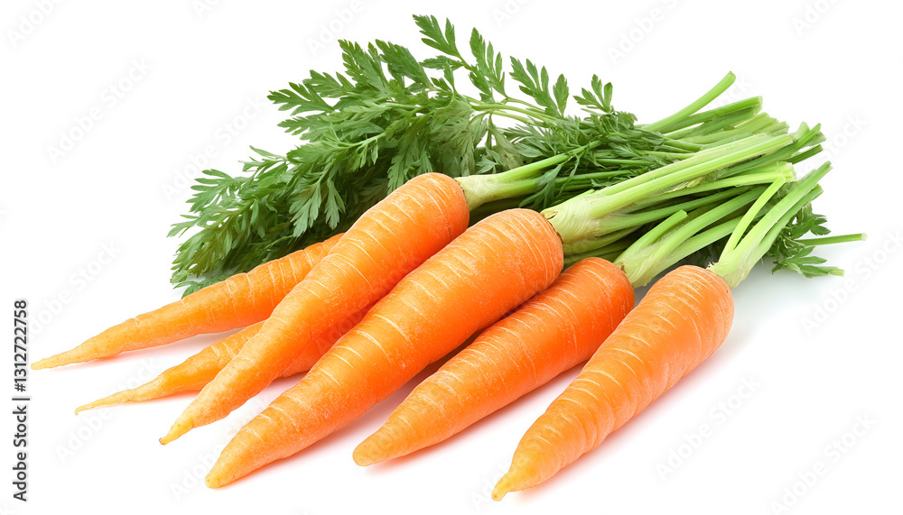 Baby carrots and green leaf isolated on white Baby carrots and green leaf isolated on white