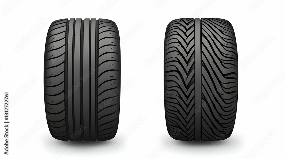 Realistic Car Tires with Different Tread Patterns for Vehicle Use Realistic Car Tires with Different Tread Patterns for Vehicle Use