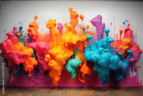 Colorful slime on a wall background