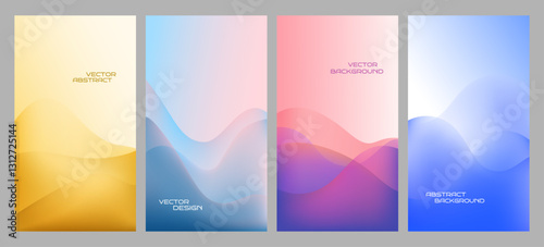 Vector illustration. Abstract background with smooth wavy gradient shapes. Minimalist design for flyer, voucher, coupon, leaflet, ads. Soft color futuristic concept. Blurred liquid waves