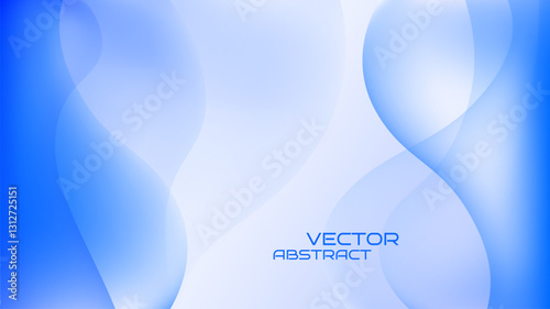 Vector illustration. Blue abstract background with smooth wavy gradient shapes. Minimalist design for web banner, website template, wallpaper. Soft color futuristic concept. Blurred liquid waves