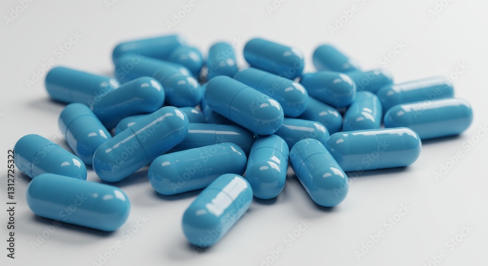 Blue Capsules Pharmaceutical - A pile of light blue capsules on a white background. Perfect for healthcare, medicine, or pharmacy related projects Blue Capsules Pharmaceutical - A pile of light blue capsules on a white background. Perfect for healthcare, medicine, or pharmacy related projects