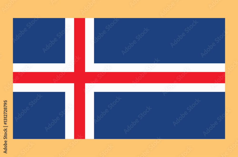 Naklejka premium Vector illustration of the Iceland flag, A symbol of national identity, patriotism, and Nordic heritage, perfect for international and government 
