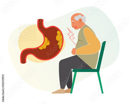 Person with Stomach - Gastric - Cancer - Stock Illustration