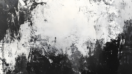Abstract Black and White Grunge Texture Distressed Wall Background