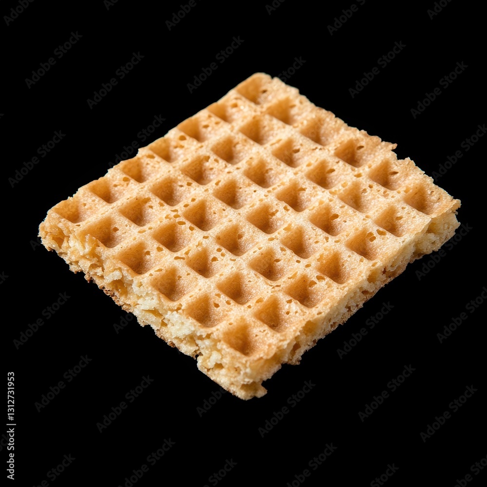 Delight in simplicity with a Belgian wafer showcasing its intricate texture against a striking black backdrop. Generative AI Delight in simplicity with a Belgian wafer showcasing its intricate texture against a striking black backdrop. Generative AI