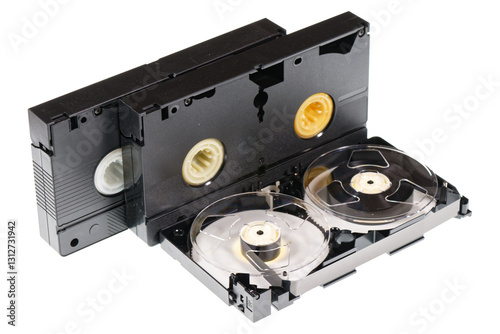 VHS video tapes isolated on white background