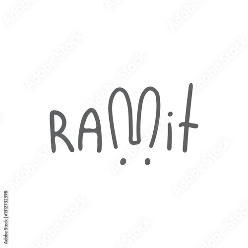 Rabbit Logo Vector for Kids Company. Sign Linear Icon for Vet Website. Flat Symbol Hand Drawing Ears Bunny. Doodle Cartoon Style Logotype of Dating Concept. Illustration On Isolated Background.