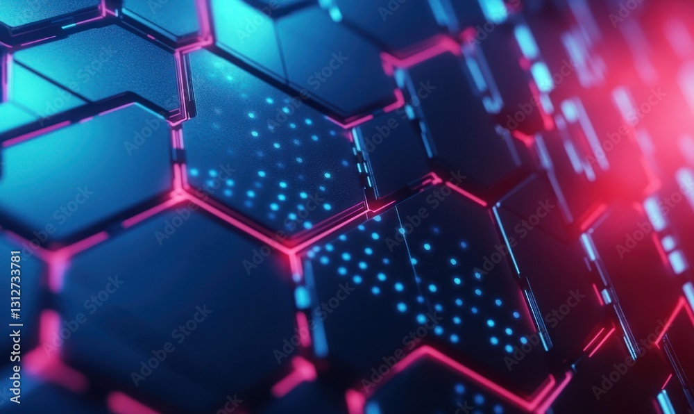 Neon Hexagonal Grid Background Neon Hexagonal Grid Background
