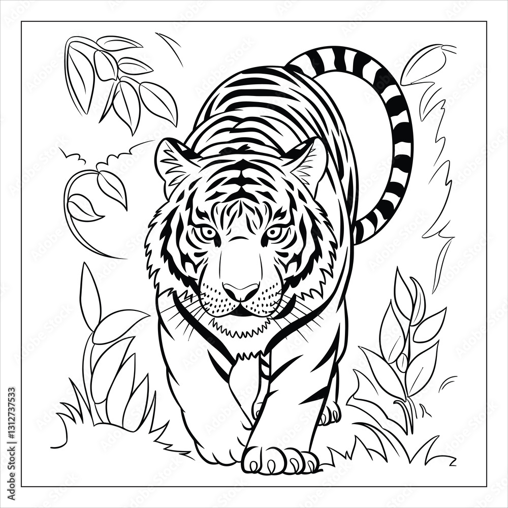 Fototapeta premium Tiger coloring page Outline