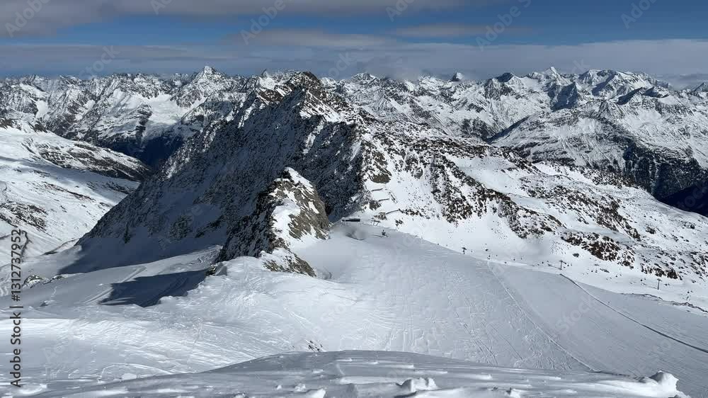 Beautiful mountain panorama in Sölden, Austria on January 12, 2025 in