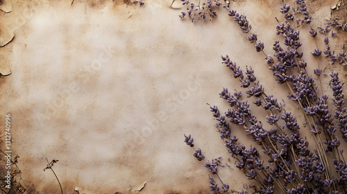 Dried Lavender on Antique Paper Background