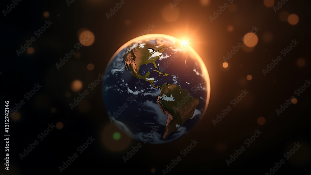 Fototapeta premium glowing globe bokeh effects environment