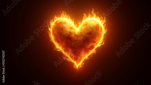 gold heart fire symbol vector design