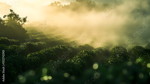 Misty Morning in a Coffee Plantation