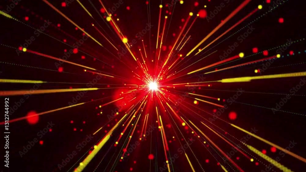 Abstract red fireworks and stars glowing in the night sky with a festive celebration vibe