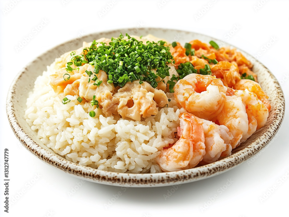 Realistic Rice and Grain-Based Comfort Foods, white background, food photography Realistic Rice and Grain-Based Comfort Foods, white background, food photography