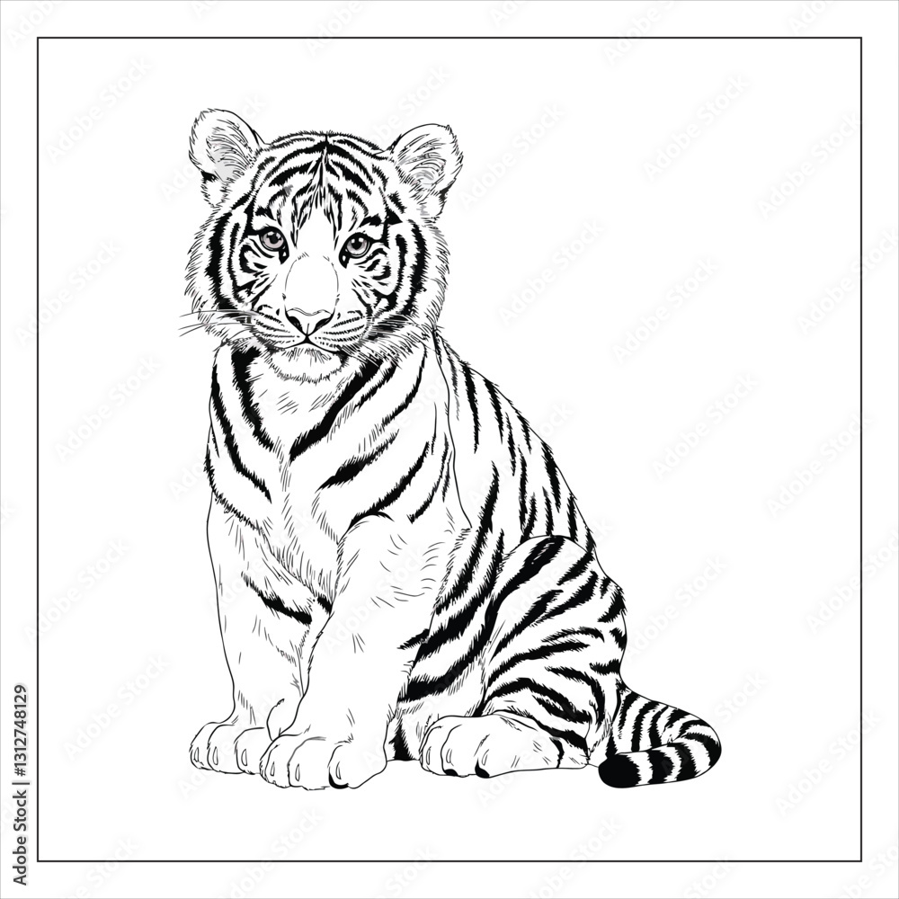 Obraz premium Tiger Coloring page outline