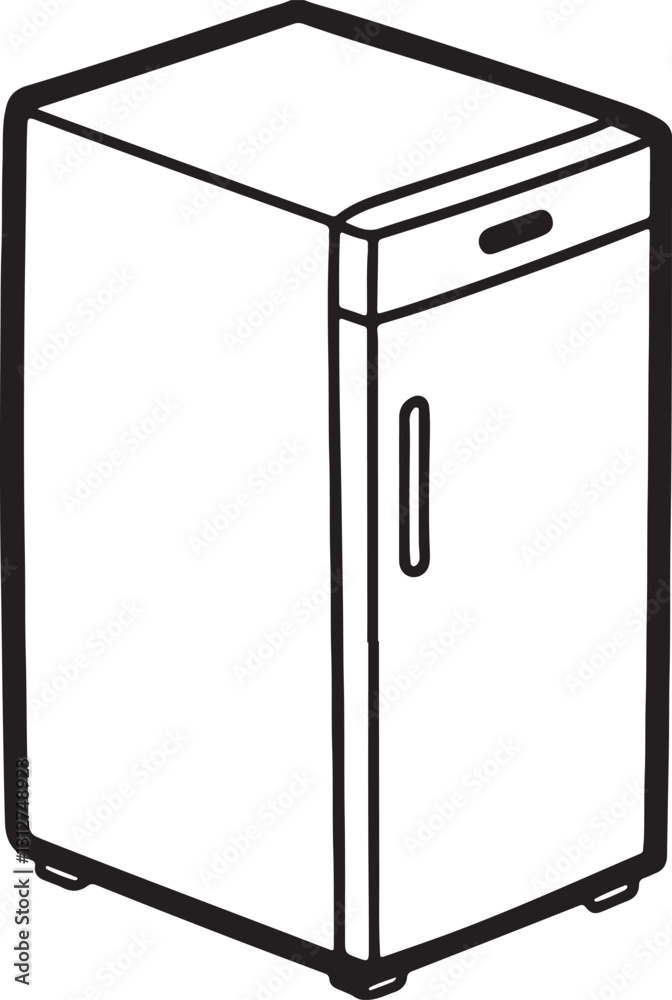 refrigerator line art, black outline, vector and illustration, coloring book page line art drawing refrigerator line art, black outline, vector and illustration, coloring book page line art drawing