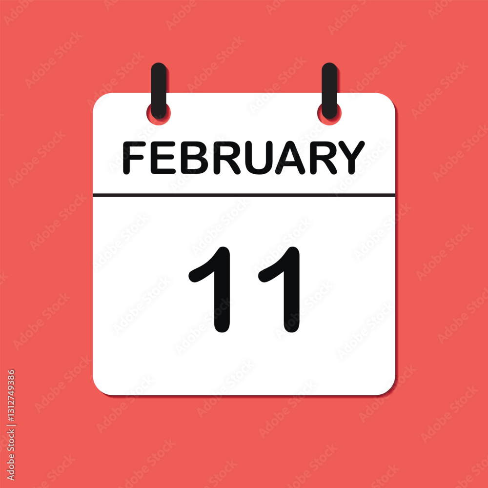 Fototapeta premium February 11. Daily Calendar icon for design. Simple design for business brochure, flyer, print media, advertisement. Easily editable.
