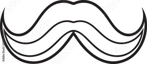 mustache line art, black outline, vector and illustration, coloring book page line art drawing