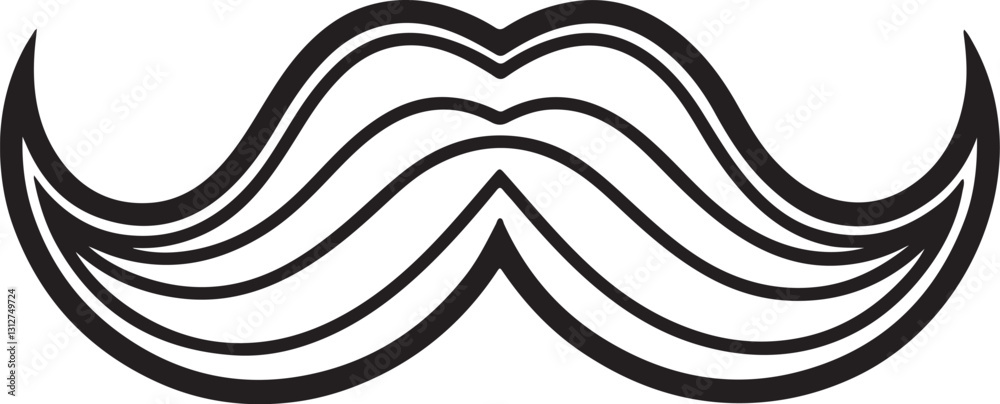 Fototapeta premium mustache line art, black outline, vector and illustration, coloring book page line art drawing