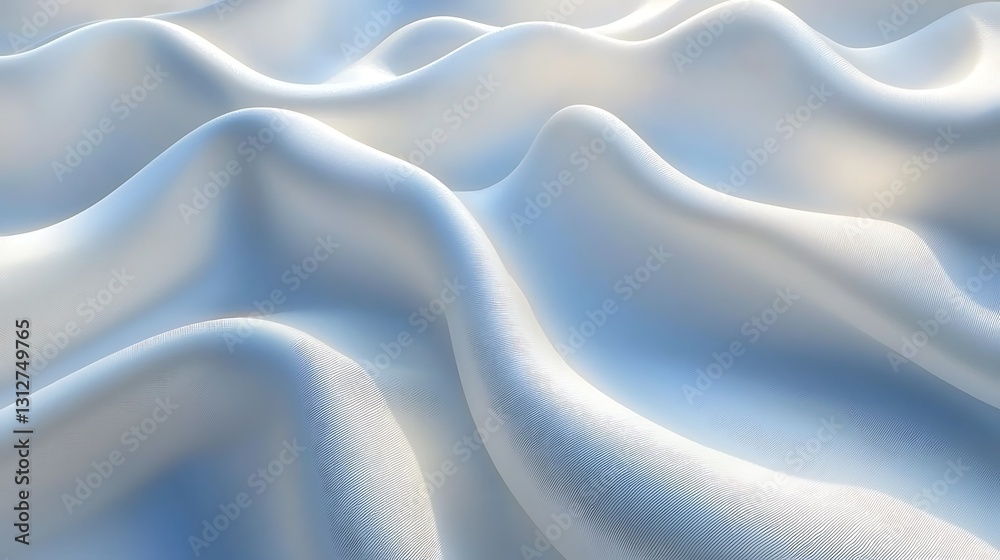 Obraz premium Abstract Flowing Fabric Background Light Blue White Soft Smooth Waves Texture Elegant Design