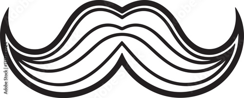 mustache line art, black outline, vector and illustration, coloring book page line art drawing