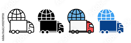 Cargo Truck Icon Set Multiple Style Collection