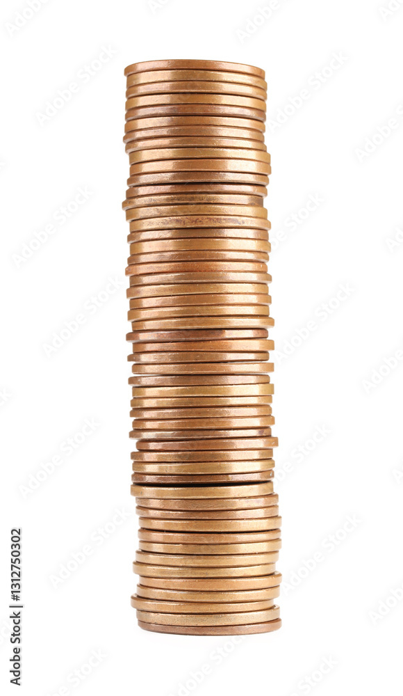 Stack of different coins isolated on white Stack of different coins isolated on white