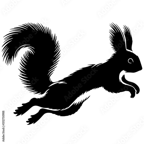 Silhouette of a jumping squirrel