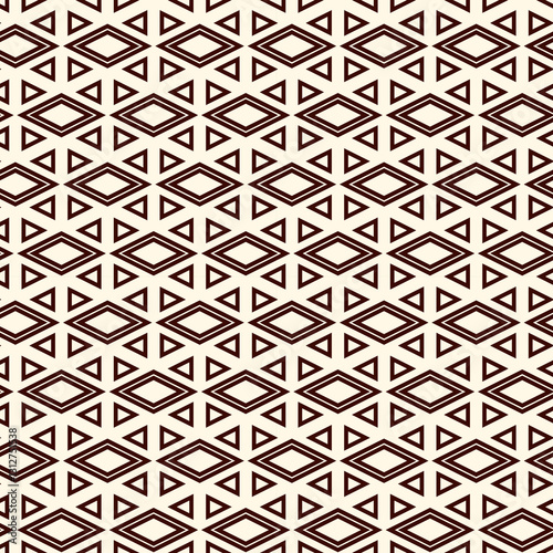 Ethnic, tribal seamless surface pattern. Native americans style background. Repeated diamond, triangles ornament. Geometric figures motif. Boho chic digital paper, textile print. Modern geo wallpaper.