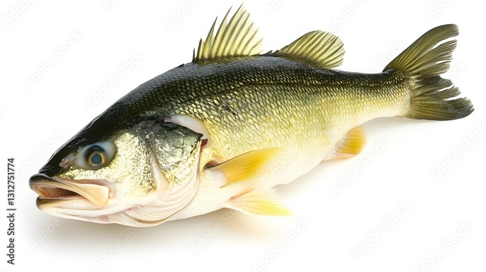 Freshwater Fish Sea Bass Detailed Closeup Studio Shot Freshwater Fish Sea Bass Detailed Closeup Studio Shot