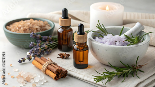 Essential Oils and Aromatherapy for Preventive Health – Natural Healing, Herbal Extracts, Organic Therapy, Holistic Wellness, Alternative Medicine, Stress Relief, Immune Boost, Wellness Routine, Disea photo