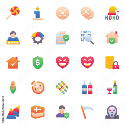 Material icons set for Gradient color.