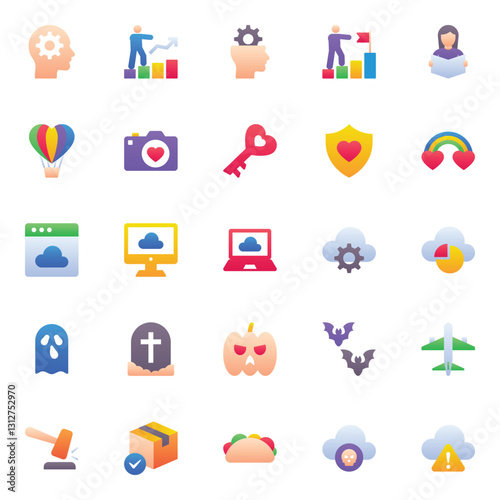 Material icons set for Gradient color.