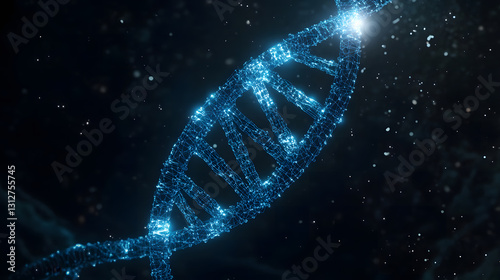 Abstract Glowing DNA Double Helix Structure - Science and Genetics Concept