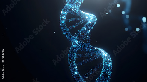 Abstract Glowing DNA Double Helix in Dark Space
