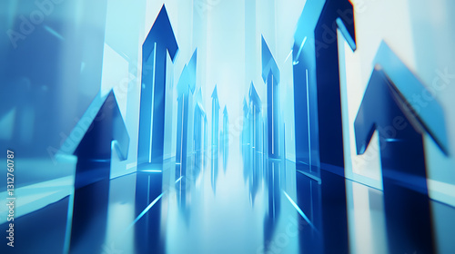 Abstract Blue Arrows Leading to Success Growth, Progress, and Future Concept