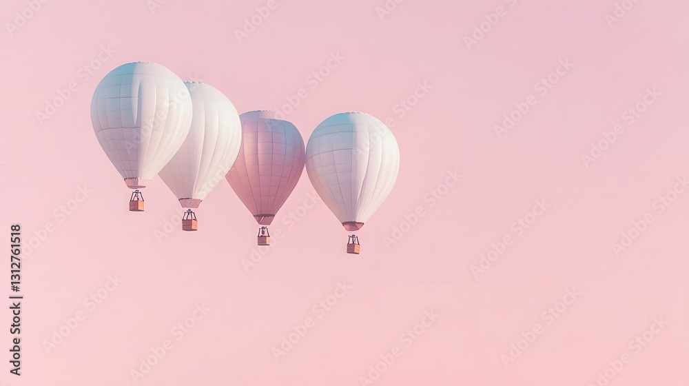 Obraz premium Pink Sky Pastel Hot Air Balloons Flight Travel