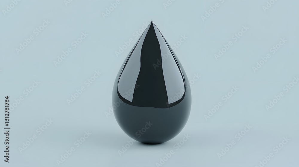 Glossy Black Oil Drop 3D Render Abstract