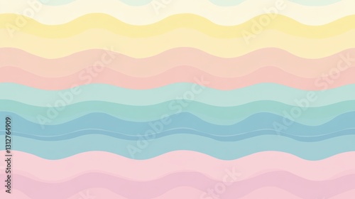 Colorful pastel wavy pattern background in soft gradient tones