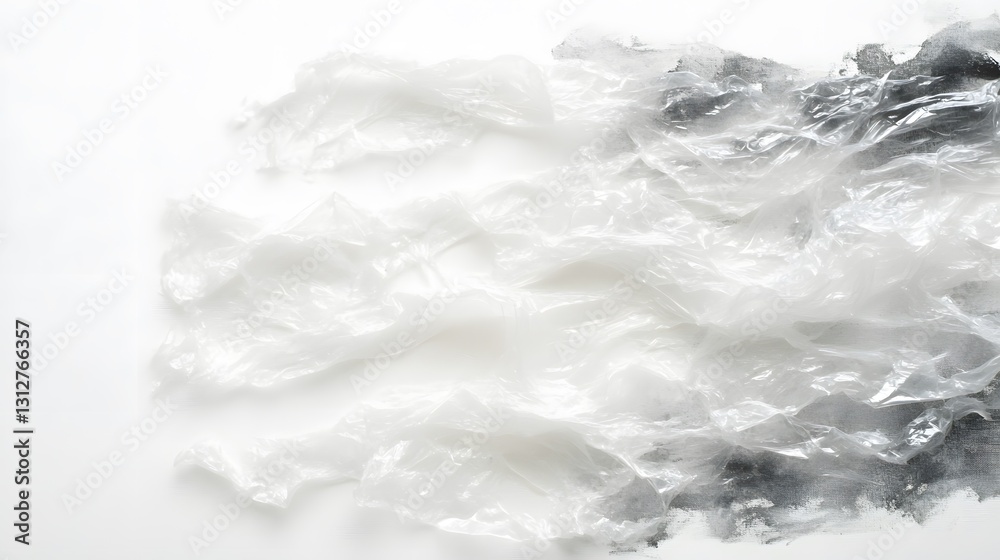 Abstract Plastic Texture, Crumpled Transparent Film on Dark Background Abstract Plastic Texture, Crumpled Transparent Film on Dark Background